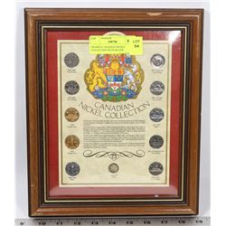 FRAMED CANADIAN NICKEL COLLECTION WITH SILVER