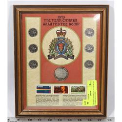 FRAMED 1973 SALUTE TO THE RCMP STAMPS AND COINS
