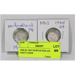 1942 & 1945 NEWFOUNDLAND  10 CENT COINS