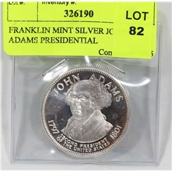 FRANKLIN MINT SILVER JOHN ADAMS PRESIDENTIAL