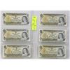 Image 1 : LOT OF 6 CANADA 1973 DOLLAR BILLS.
