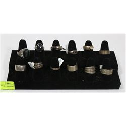 TRAY OF STERLING SILVER FASHION RINGS
