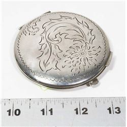 VINTAGE CARVED METAL COMPACT