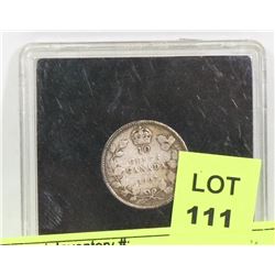 1907 CANADIAN 10 CENT SILVER COIN.