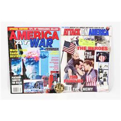 LOT OF TWO 9/11 MAGAZINES WITH 10 YEAR MEDALLION