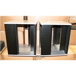 PAIR OF DVD STANDS, GREY AND BLACK, 80'S SLOTS