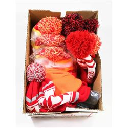 BOX OF NEW TOQUES INCL. 6 BUDWEISER,
