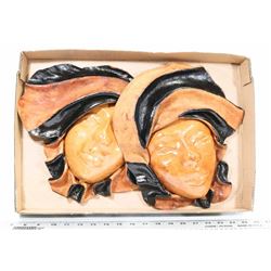 TWO UNIQUE LEATHER WALL HANGINGS.