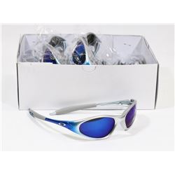 BOX OF OAKLEY REPLICA SUNGLASSES, SILVER BLUE