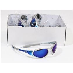 BOX OF OAKLEY REPLICA SUNGLASSES, SILVER BLUE