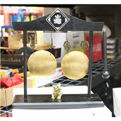 NEW BLACK WOOD TEMPLE ENTRANCE GONG W\ MALLET
