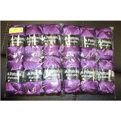 LOT OF 12 PATONS METALLIC DARK PURPLE YARN