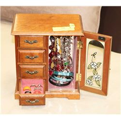 SMALL WOOD 4-DRAWER JEWELLERY BOX