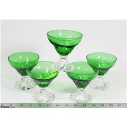 LOT OF 5 GREEN SHERBERT GLASSES