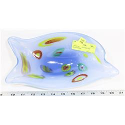 LARGE VINTAGE GLASS FISH SHAPED BOWL