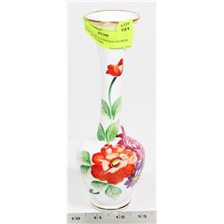 VINTAGE HAND PAINTED FLOWER VASE 24K PLATED