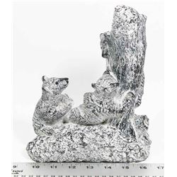 LARGE WOLF ORIGINAL -  BEAR CUBS PLAYING.