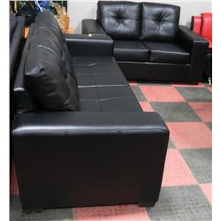 NEW BLACK LEATHERETTE 85" SOFA WITH 61"  LOVE SEAT