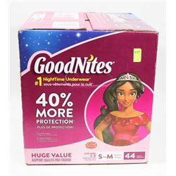 CASE OF 44 SIZE S/M GOODNITES NIGHTIME UNDERWEAR