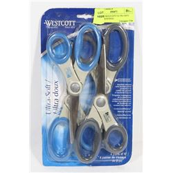 PK OF 4 WESCOTT ULTRA SOFT SCISSORS