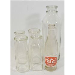 VINTAGE LOT OF ASSORTED MILK BOTTLES AND