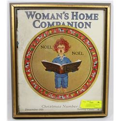 ANTIQUE FRAMED 1921 WOMANS HOME COMPANION NOEL