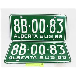 SET OF 2 MATCHING ALBERTA 1968 PLATES, NOS