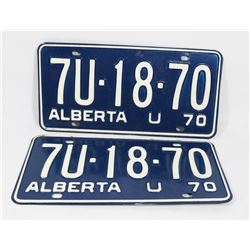 SET OF 2 MATCHING ALBERTA 1970 PLATES, NOS