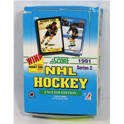 1991 SCORE HOCKEY BOX SERIES 2, 36 PACKS PER BOX