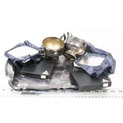 WM A ROGERS SILVER PLATED CREAM & SUGAR WITH TRAY