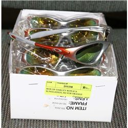 BOX OF OAKLEY REPLICA SUNGLASSES, SILVER ORANGE