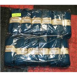 LOT OF 12 PATONS SHETLAND CHUNKY MALLARD BLUE YARN