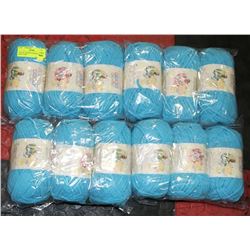 LOT OF 12 BERNAT BABY BLANKET BLUE YARN