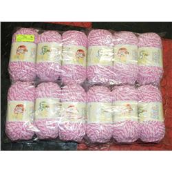 LOT OF 12 BERNAT BABY BLANKET PINK YARN
