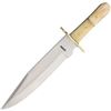 Image 1 : Bowie Smooth Fixed Blade Knife with Standard Edge Stainless Clip Point Blade & Bone Handles