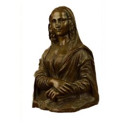 Signed Bronze Statue Art French Mona Lisa Sculpture Art Deco Modern Original Deco