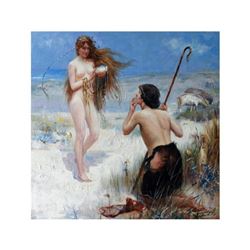 "The Sea Maiden" after the original painted by Arthur Hacker, 1897 - 16x16