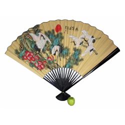 Large Size Decoractive Chinese Cranes Fan