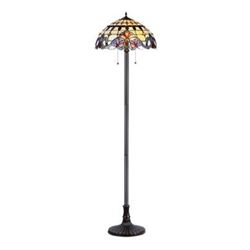 "COOPER" Tiffany-style Victorian 2 Light Floor Lamp 18" Shade