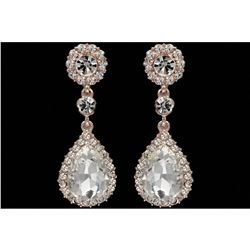 ROSE GOLD Plated Clear Crystal Rhinestone Wedding Drop Dangle Earrings