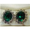 Image 4 : Vintage Emerald Green Rhinestone Screw Back Earrings