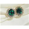 Image 5 : Vintage Emerald Green Rhinestone Screw Back Earrings