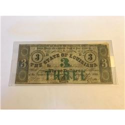 SCARCE! Louisiana $3 Confederate States Bill