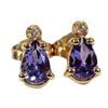 Image 1 : 14kt Pear Shape Tanzanite & Diamond Earrings