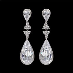 18K White Gold Plated Cubic Zirconia CZ Wedding Bridal Drop Dangle Earrings