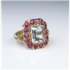 Image 1 : Amazing Aquamarine & Burmese Color Ruby Ring