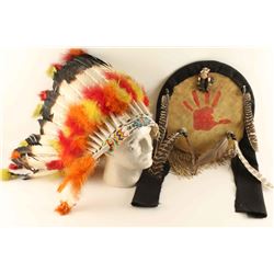 Native American Headdress & Shield