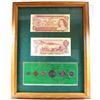 Image 1 : 1974 Canada Coin and Banknote set in Frame. You will receive a 1974 6-coin year set and 2x 1974 $2 N