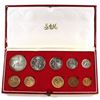 Image 1 : 1977 South Africa 10-coin Proof Set. Includes the Rand and 2-Rand Gold coins. Coins come housed in t