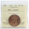 Image 1 : 1-cent 1901 ICCS Certified MS-65 Red; Landon